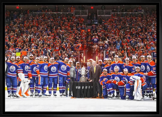 Edmonton Oilers 20" x 29" Framed Canvas Conference Final Trophy 31.5" x 22.5"
